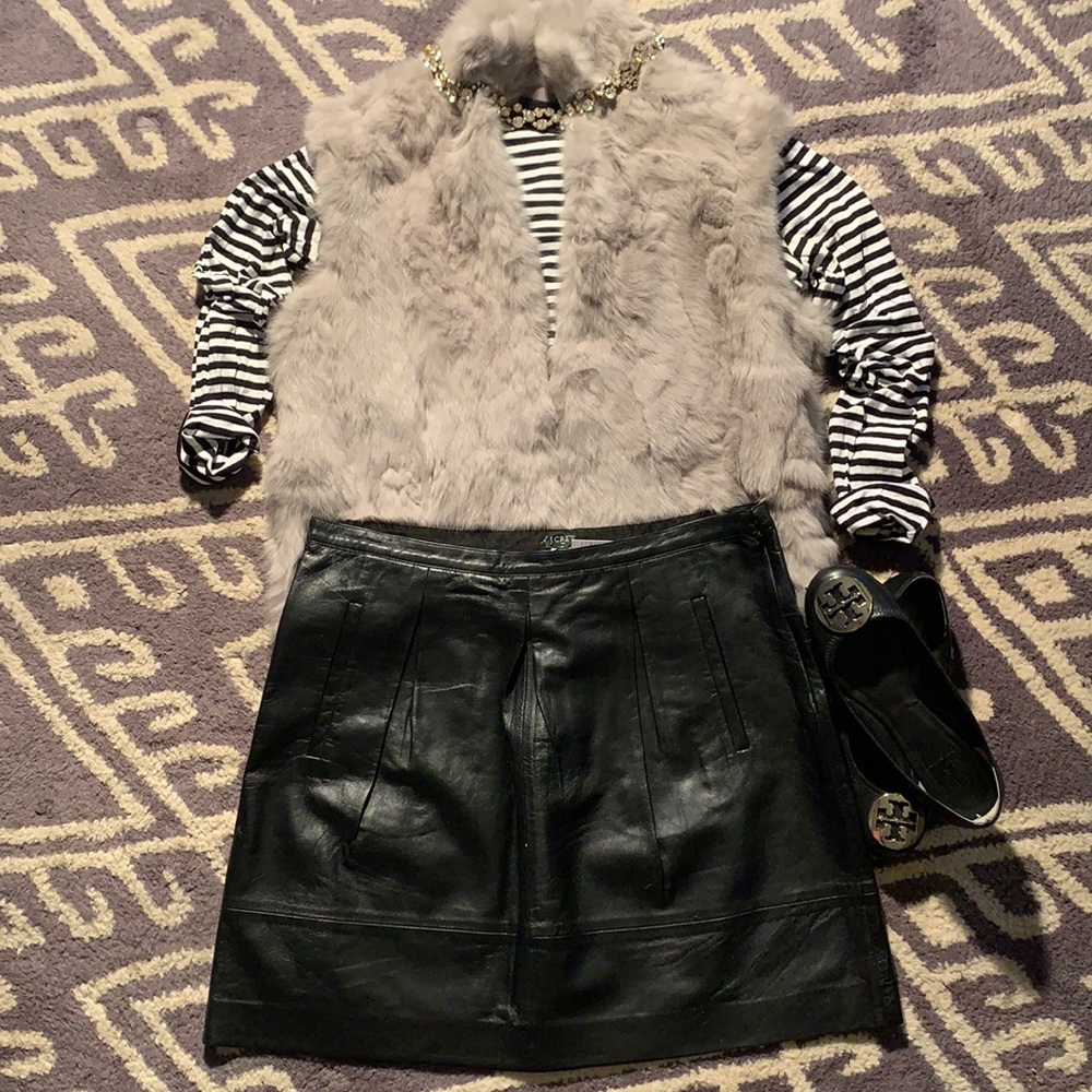 J. Crew Leather Pleated Mini